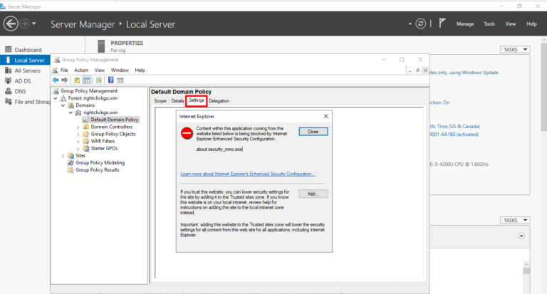 disable IE Enhanced security in group policy